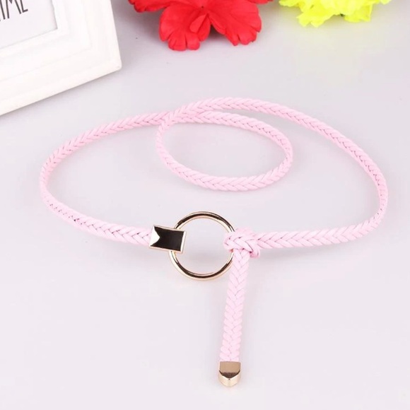 PU Leather Circle Tie Belt Set of 2 - Picture 3 of 3